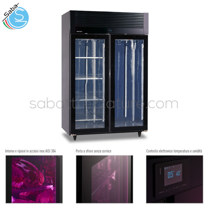 OFFERTA: Vetrina refrigerata per conservazione e frollatura carne KLIMEAT 1200 BLK - Colore Nero - Dimensioni 123 X 76 X 200.5H - Potenza elettrica W 560 - Alimentazione 220-240V - Hz50