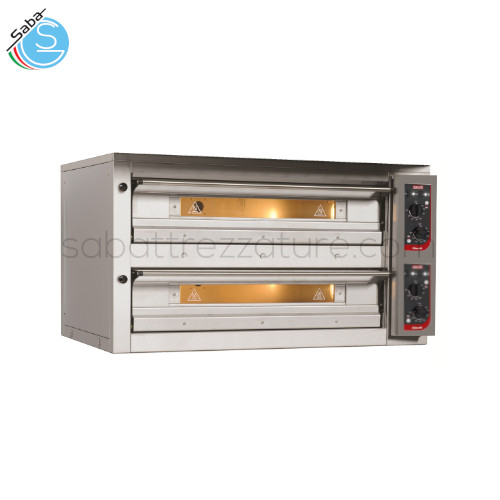 FORNO PER PIZZA CITIZEN E 9+9/MC EM - Dim. est. 142x144x78 cm - Dim. int. 105x105x16 cm - Temp. max 400 °C - Nr piz. Ø 33 cm : 9+9 | 4+4 tegl. 40x60 - Peso 315 kg - Pot. MAX kW 11,2+11,2 - Pot. MED. kW 5,7+5,7 - Trifase