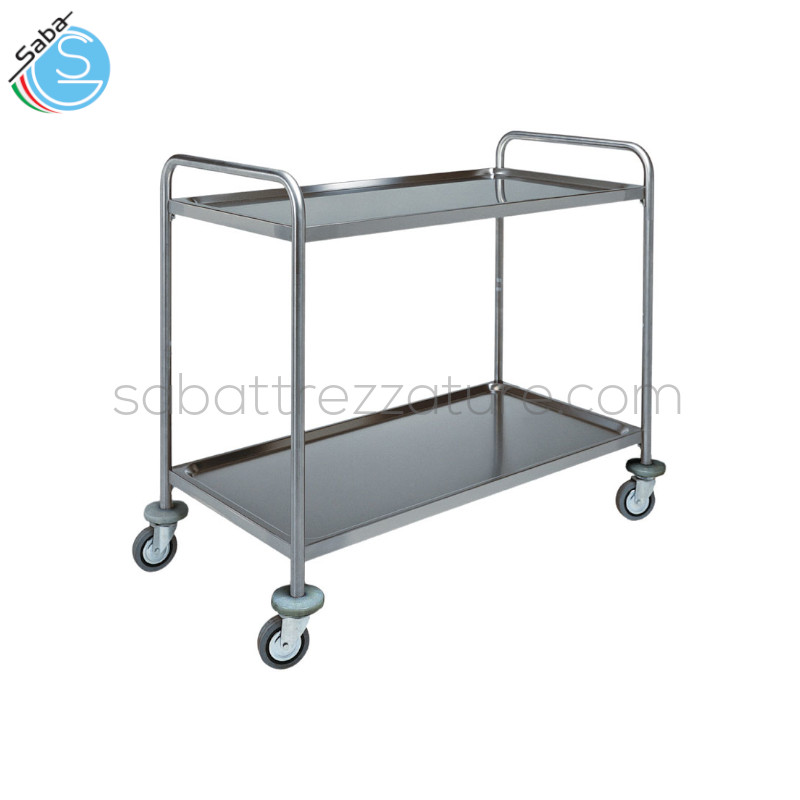 OFFERTA: Carrello di servizio in acciaio inox CA1390 - Dimensione (cm) 90 x 60 x 94(H) - 2 Ripiani - Carico massimo (kg) 100 - Ruote multidirezionali ø 125 mm - Peso netto (kg) 15