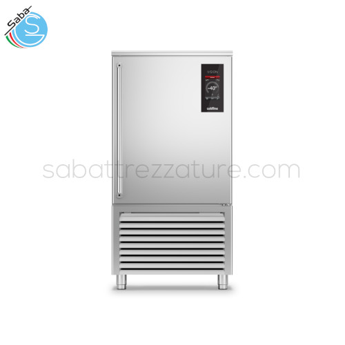 Abbattitore Vision F 10 teglie GN-EN W10F COLDLINE - Range temperatura -40°+65°C - Unità refrigerante Plug-In ad aria - Resa +90/+3 50 Kg - Resa +90/-18 40 Kg - Alimentazione trifase - Potenza assorbita 5120 W - Dimensioni 78×85,9×156,3 cm