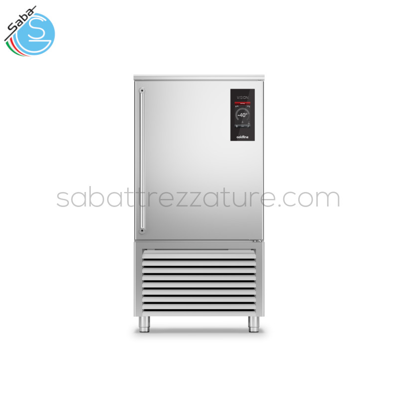 OFFERTA: Abbattitore Vision F 10 teglie GN-EN W10F COLDLINE - Range temperatura -40°+65°C - Unità refrigerante Plug-In ad aria - Resa +90/+3 50 Kg - Resa +90/-18 40 Kg - Alimentazione trifase - Potenza assorbita 5120 W - Dimensioni 78×85,9×156,3 cm