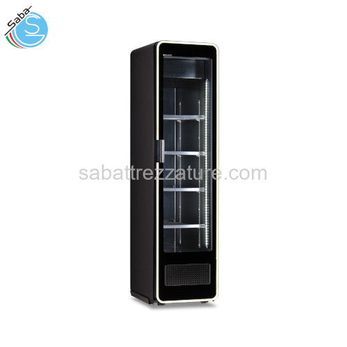 Frigo vetrina bibite ventilata ILLUMIA 630 BLK - Refrigerazione ventilata - N.1 porta con doppio vetro temperato e guarnizione estraibile - Temp.: -1°/+4°C - Dim. est.: cm 67x83x214h - Cap.: 537 lt