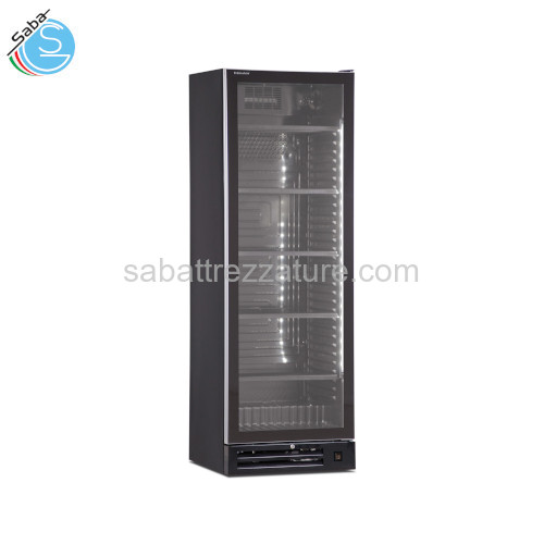 Frigo vetrina bibite statica con agitatore ICOOL 40 BLACK - N.1 porta con doppio vetro temperato e guarnizione estraibile - Temp. 0°C / +10°C - Dim. 60x62.4x185h cm - Cap.: 342 lt