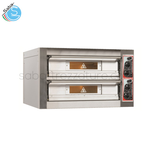 Forno elet. pizzeria CITIZEN EP 70 4+4/MC TERM DIG ZANOLLI - Dim. ext. cm A99xB99xH59 - Dim. int. cm A70xB70xH12 - Temp. max °C 400 - Pizze 4+4 (Ø 33) o 1+1 teglie 40x60 - Peso kg 150 - Pot. max kW 5,6+5,6 - Pot. med. kW 2,9+2,9 - 400V/3/50-60Hz