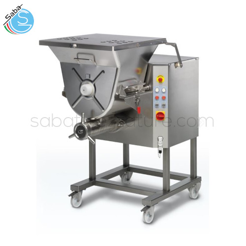 Tritacarne con mescolatore C/E900 Minerva Omega Group - Parabocca - Bocca 32/98 - Capienza vasca l 117 - Produzione kg/h 1500 - Potenza tritacarne kW 5,2 - Potenza mescolatore kW 1,87 - Alimentazione TRIFASE (V400/3/50 Hz)
