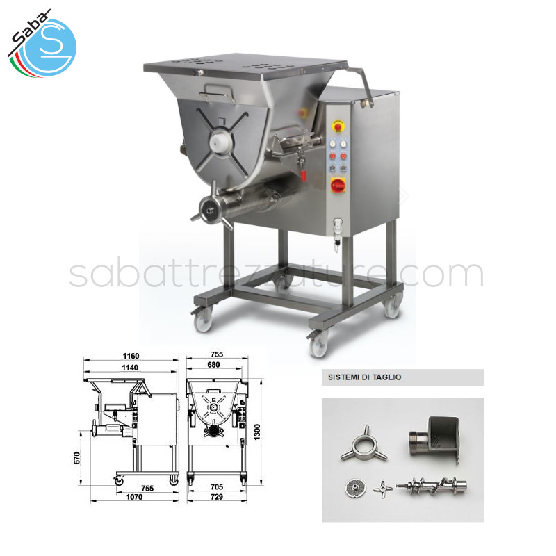 OFFERTA: Tritacarne con mescolatore C/E900 Minerva Omega Group - Parabocca - Bocca 32/98 - Capienza vasca l 117 - Produzione	kg/h 1500 - Potenza tritacarne kW 5,2 - Potenza mescolatore kW 1,87 - Alimentazione TRIFASE (V400/3/50 Hz)