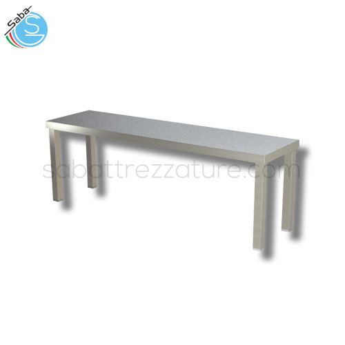 Ripiano di appoggio singolo per tavoli cm 100x35x40H interamente in acciaio inox AISI 304 - gambe quadrate cm 4x4 - kg 7