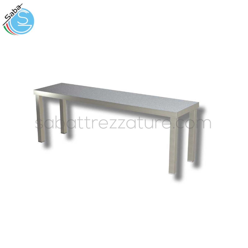 OFFERTA: Ripiano di appoggio singolo per tavoli cm 100x35x40H interamente in acciaio inox AISI 304 - gambe quadrate cm 4x4 - kg 7