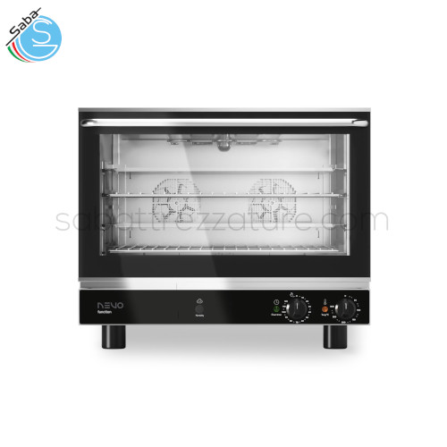 Forno Function elettrico convezione elettromeccanico - Porta a ribalta - Capienza 4 teglie EN 600x400 - Dimensioni (mm) 724 x 730 x 597 - Potenza elettrica (kW) 3,3 - Alimentazione Monofase - Peso netto (Kg) 48