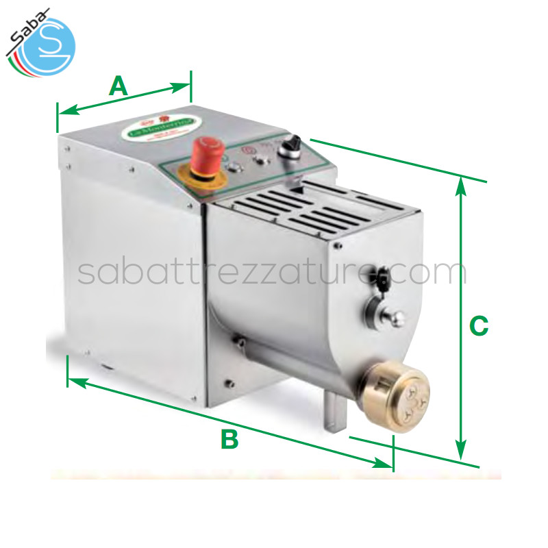 OFFERTA: Macchina pasta Dolly completa di quattro trafile standard al bronzo - Peso : 27 Kg - Dimensioni (AxBxC) : 290x550x300 mm - Potenza motore : 750 W - Capacità vasca impastatrice : 2,5 Kg - Produzione pasta trafilata : 6 Kg/h