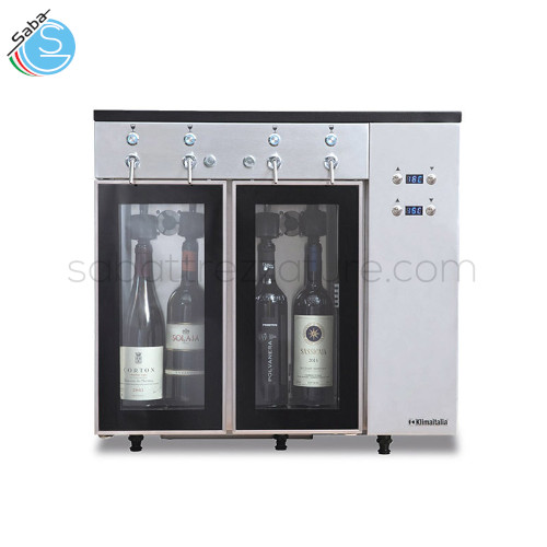 Azotatrice 4 bottiglie SOMMELIER 4 - Temperatura +4 °C / +18 °C - Capienza Bottiglie 4 - Peso Netto Kg 40 - Alimentazione monofase - Assorbimento W 95 - Dimensioni Esterne (LxPxH) 650 x 325 X 610