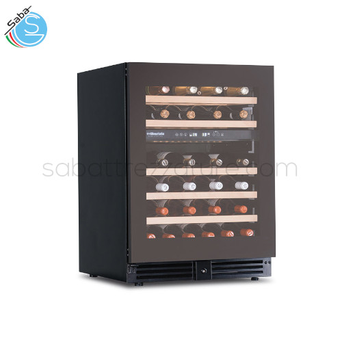 Frigo vini ventilato doppia zona di temperatura CW 46 G2TB KLIMAITALIA - Dimensioni Esterne (LxPxH) mm 595 x 573 x 820 - Temperatura +2 °C / +12 °C | +12 °C / +20 °C - Capienza Btg cl.75 46 - Alimentazione monofase - Assorbimento W 95