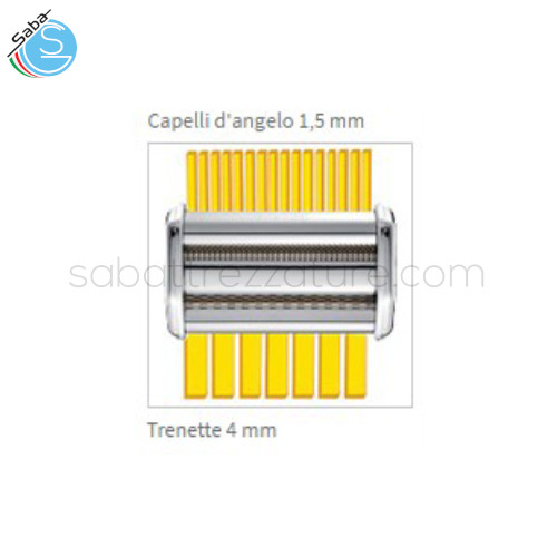 Accessorio per il taglio della pasta in 2 formati: capelli d'angelo (1,5 mm) e trenette (4 mm).