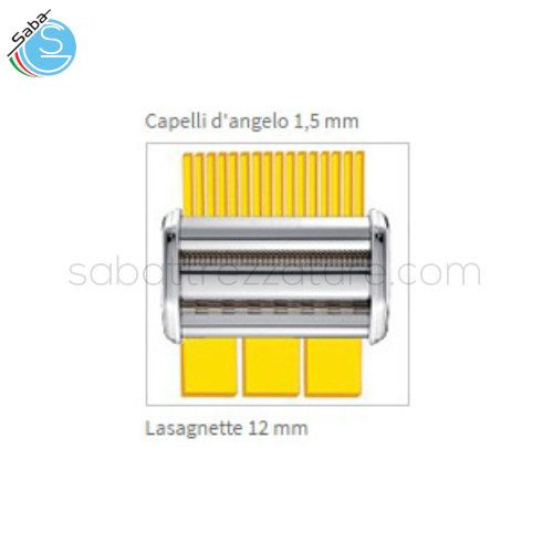 Accessorio per il taglio della pasta in 2 formati: capelli d'angelo (1,5 mm) e lasagnette (12 mm).