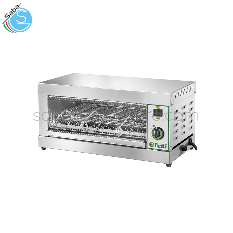 OFFERTA: Tostiera con struttura in acciaio inox - Funzionamento mediante resistenze con tubi al quarzo - Timer 0÷15 minuti - Capacità numero 3 toast - Dim. macchina (l x l x h mm) 490 x 250 x 230(h) mm - Potenza 2,2 kW - Alim. 230V/1N/50-60Hz