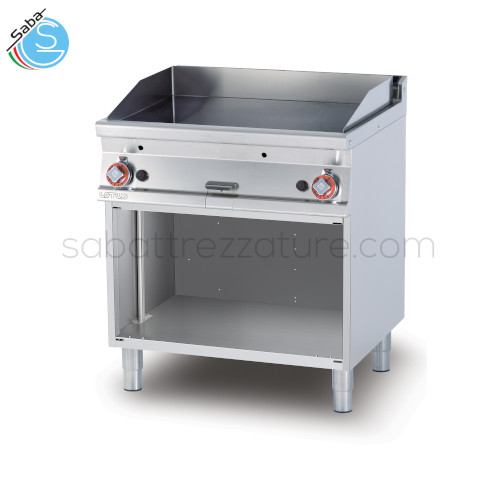 Fry-top gas liscio su mobile a giorno FTL-78G LOTUS - Dimensioni cm. 80 x 70,5 x 90h - Potenza gas 14 kW 12.040 kcal/h - Peso 114 kg